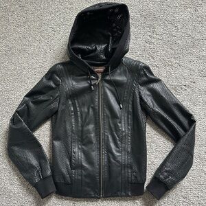 Danier Leather hooded bomber jacket
